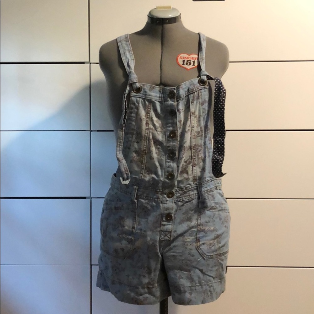 Denim Floral Overalls - Forever 21